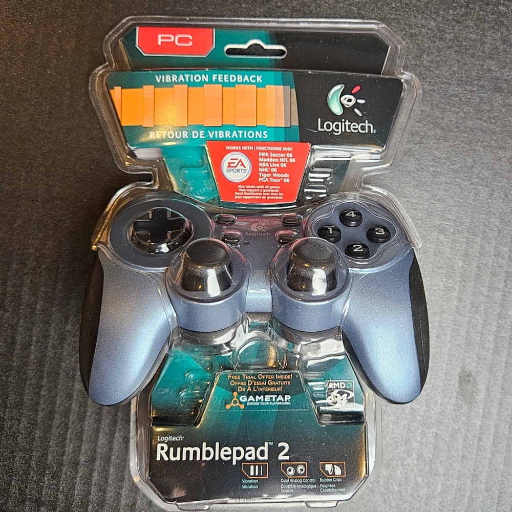 Logitech Rumblepad 2 PC Gamepad Wired Controller Blue 963325-0403 New